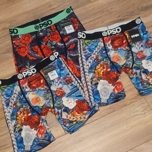 PSD Men's Vibrant Floral Boxer Briefs - Red, Blue, Green
